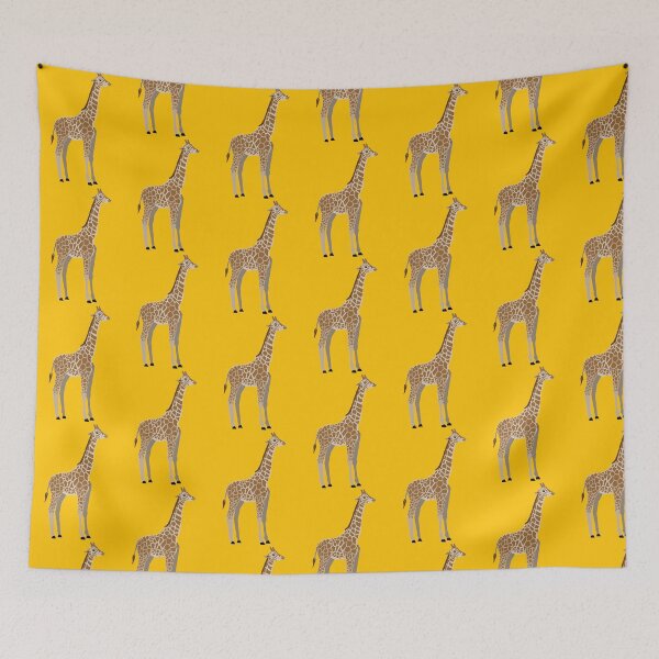 Item preview, Giraffe Geometric Wildlife Art Yellow Background designed and sold by WildByNature.