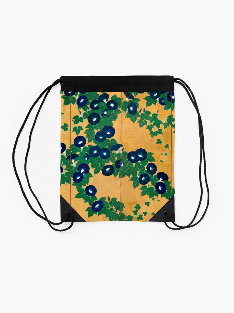 Alternate view of Morning Glories by Suzuki Kiitsu Drawstring Bag