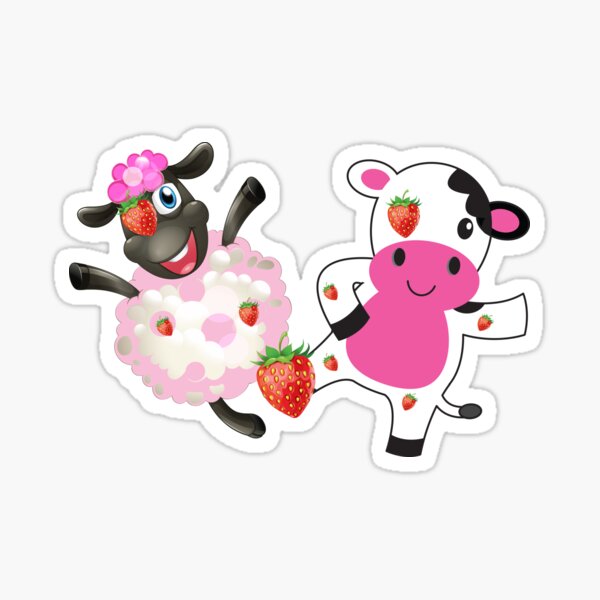 Strawberry Cow Fashion Stickers Redbubble - aesthetic light pink strawberry cow roblox avatar