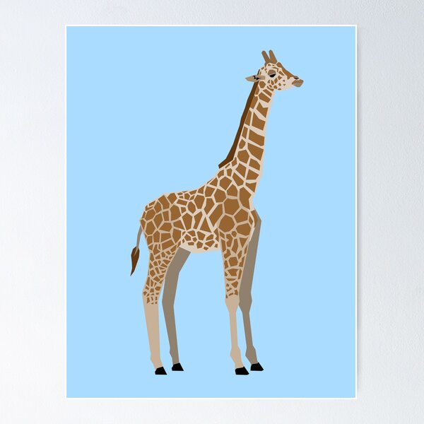 Item preview, Giraffe Geometric Wildlife Art with Blue Background designed and sold by WildByNature.
