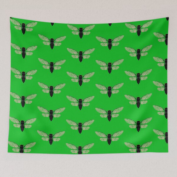 Item preview, Periodical Cicada Geometric Wildlife Green Background designed and sold by WildByNature.