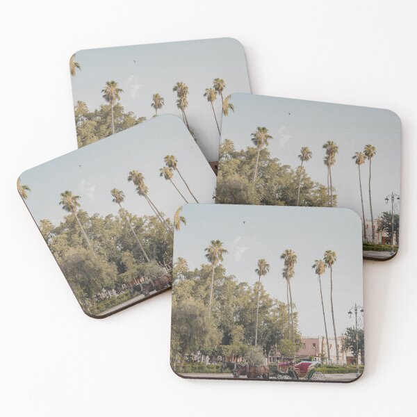 Item preview, horse carriage of marrakech morocco with palm trees background  designed and sold by Morocco Marrakech Photo Prints.