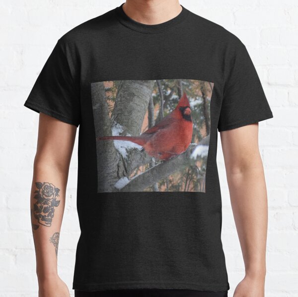 Bright Red Cardinal bird Silhouette T-Shirt