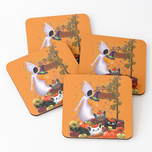 Item preview, Halloween Cats and the Friendly Ghost designed and sold by LoneAngel.
