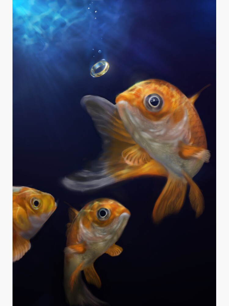 Thumbnail 3 of 3, Sticker, Goldfish designed and sold by BoltonFineArt.