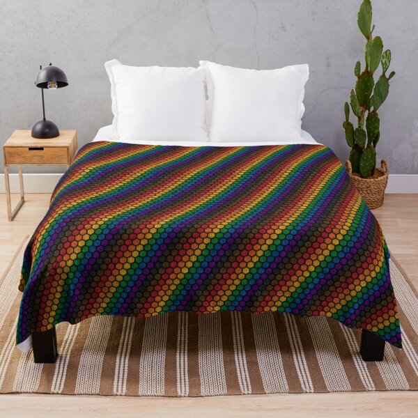 Seamless Hexagon Pattern in Inclusive Rainbow Pride Flag Colors Throw Blanket