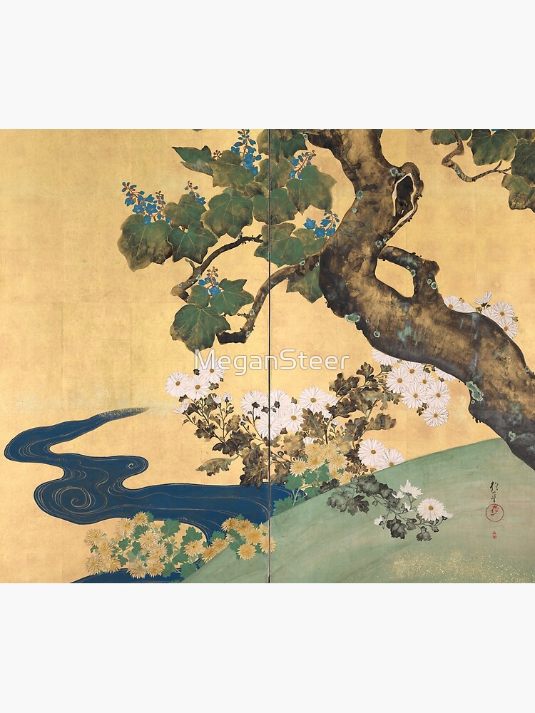 Paulownias and Chrysanthemums 桐菊流水図屏風 by MeganSteer