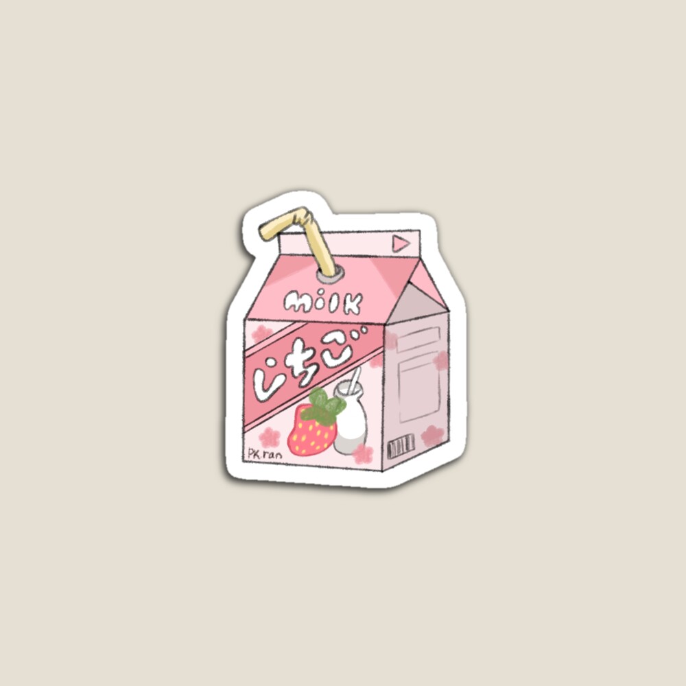 Kawaii Strawberry Milk Carton Sticker for Sale by PK-Ran