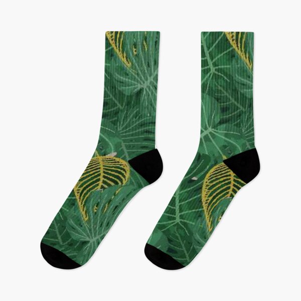 Item preview, Tropical Green and Gold Palm Leaves - Pattern designed and sold by caribbeanvibes.