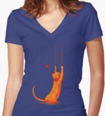 Cat Scratch Women's Fitted V-Neck T-Shirt