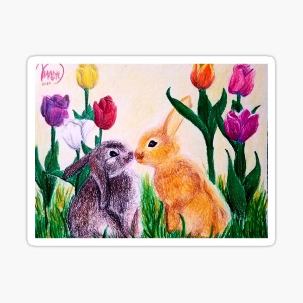 springtime bunnies Sticker