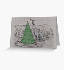 Dinosaurs Trimming the Tree - Colored Greeting Card