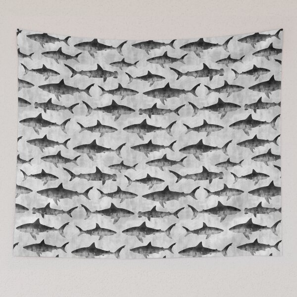 Item preview, Swimming Sharks - Gray designed and sold by littlearrow.