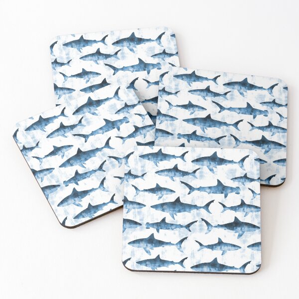 Item preview, Swimming Sharks - Blue designed and sold by littlearrow.