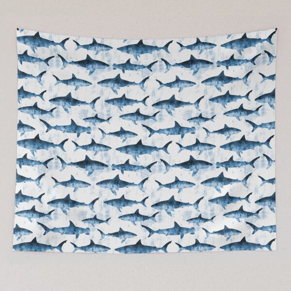 Item preview, Swimming Sharks - Blue designed and sold by littlearrow.