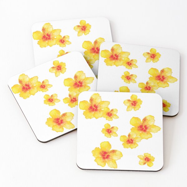 Item preview, Yellow hibiscus hawaiian floral flower watercolor designed and sold by heartofanna.