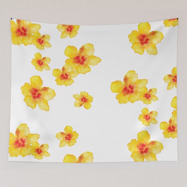 Item preview, Yellow hibiscus hawaiian floral flower watercolor designed and sold by heartofanna.