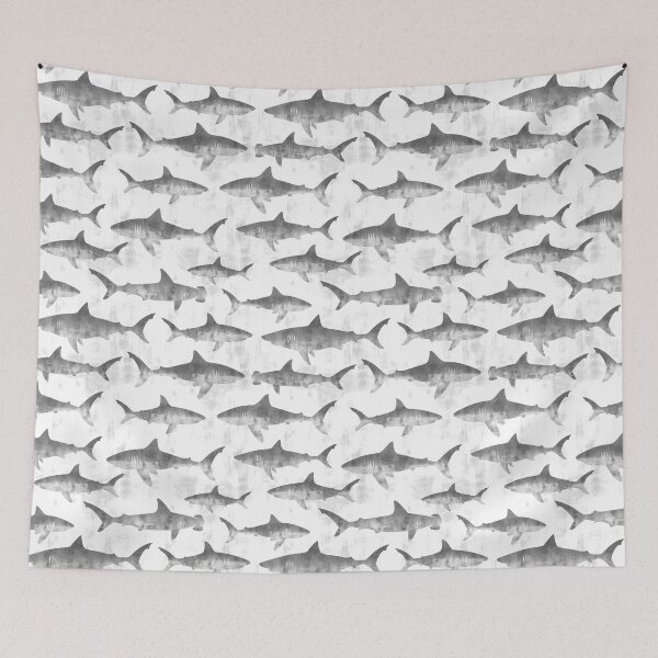 Item preview, Swimming Sharks - Light Gray designed and sold by littlearrow.
