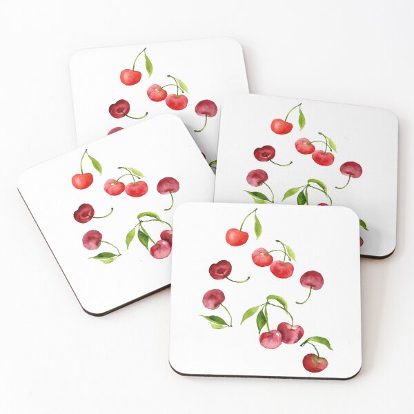 Item preview, Red cherry fruit cherries watercolor designed and sold by heartofanna.