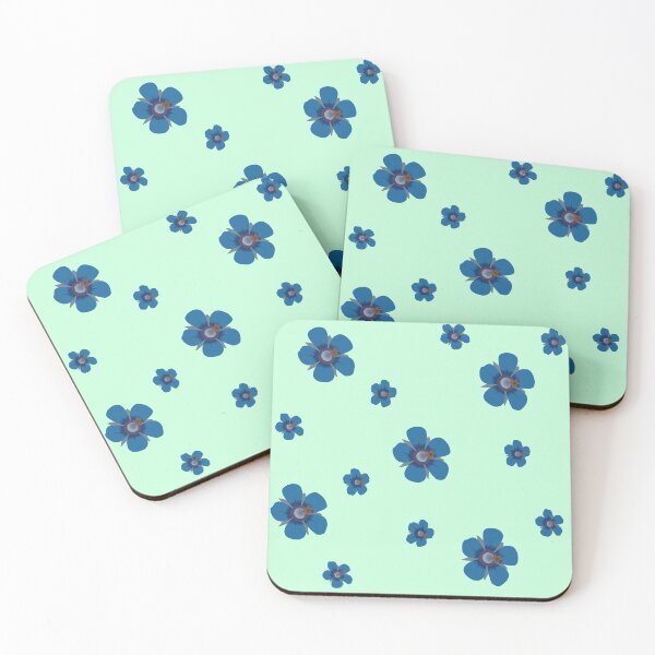 Item preview, Blue Flower Petals Pattern Light Mint Green Background designed and sold by AmbroseAnn.