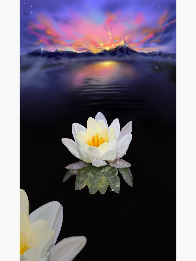 Thumbnail 3 of 3, Sticker, Lotus at Dawn designed and sold by BoltonFineArt.