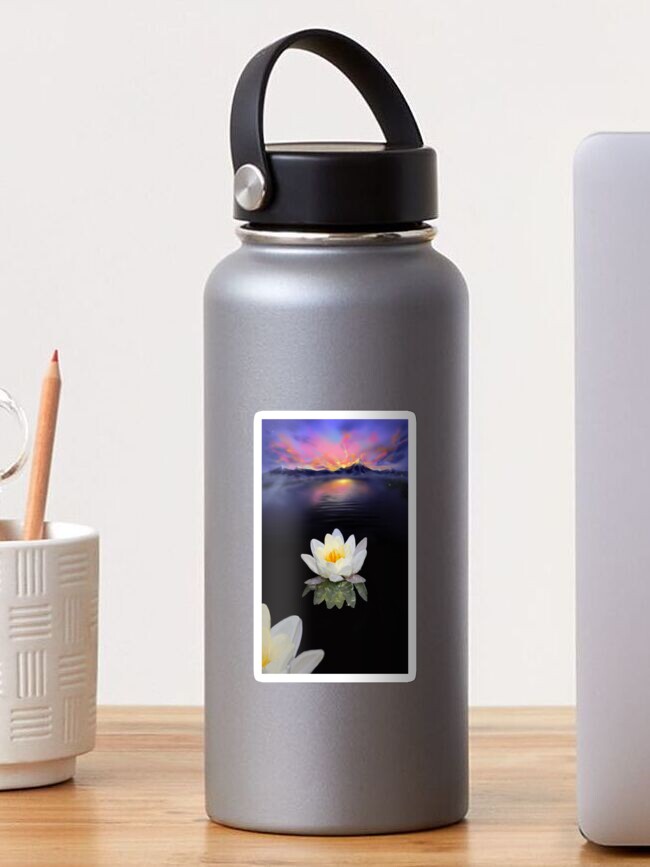 Thumbnail 1 of 3, Sticker, Lotus at Dawn designed and sold by BoltonFineArt.