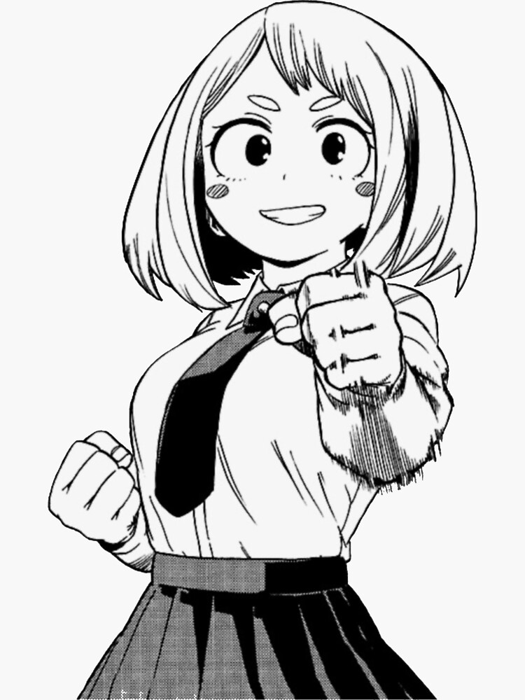 Uraraka (black and white) by foxyfox78.