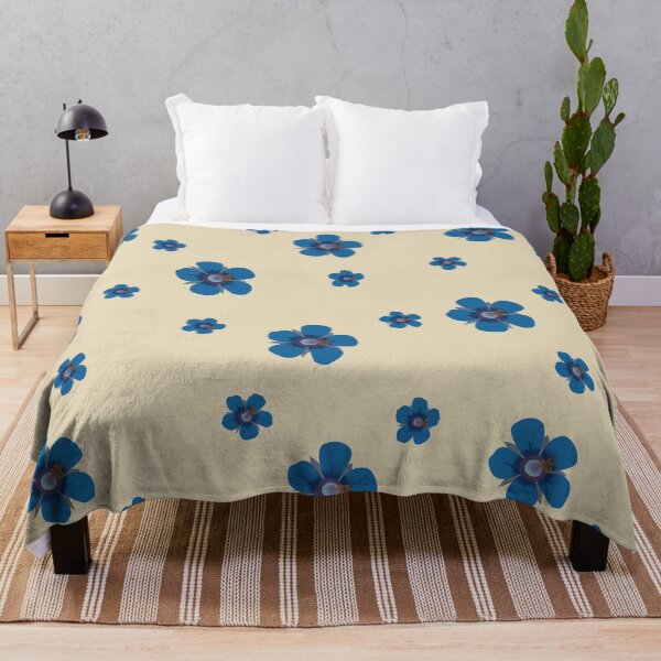 Item preview, Blue Flower Petals Pattern Light Brown Tan Background designed and sold by AmbroseAnn.