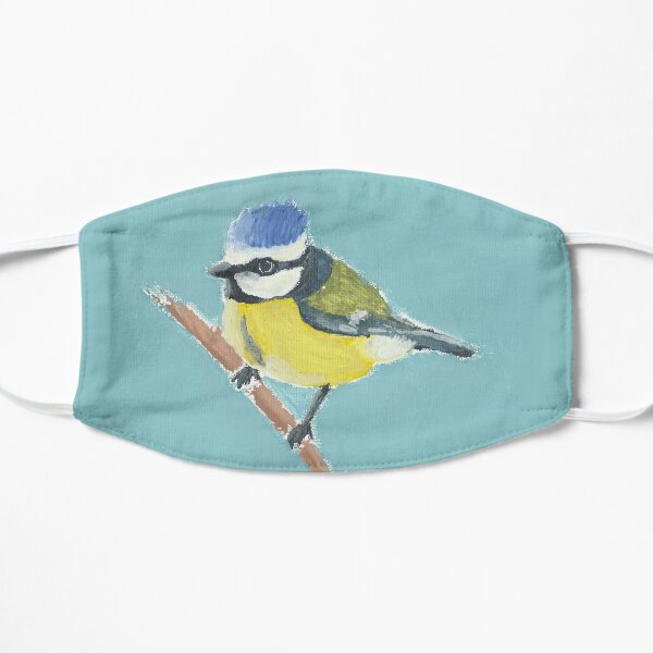 Blue Tit on Duck Egg Flat Mask