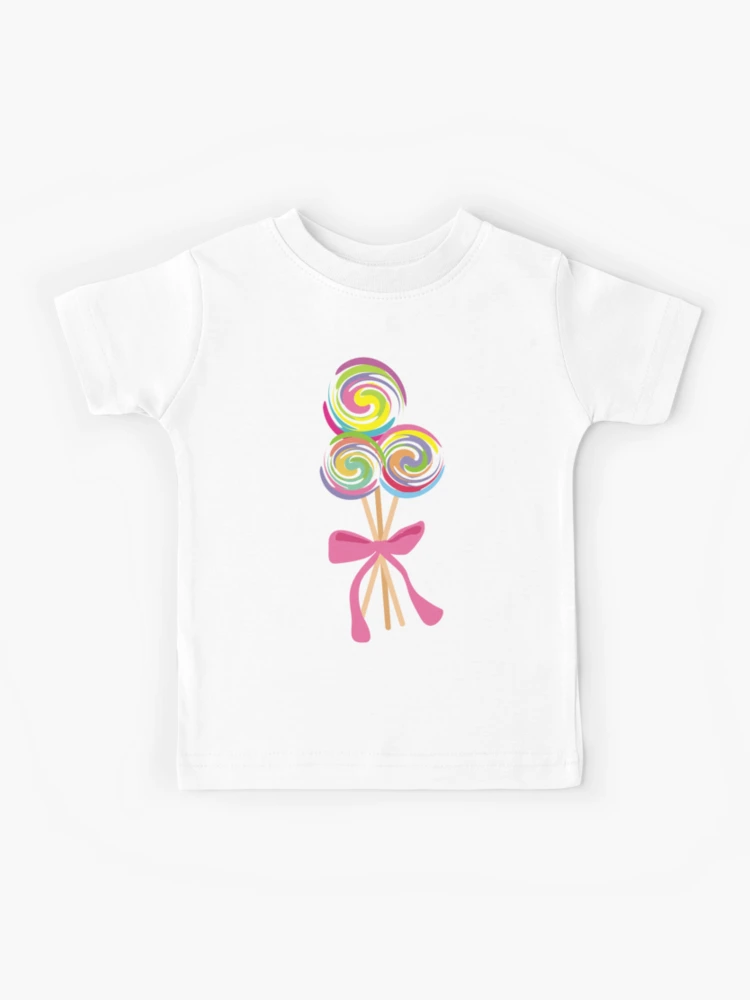 Kid Girl Lollipop Print Lace Design Short Raglan Sleeve Tee
