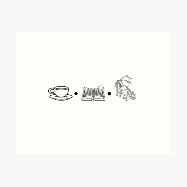 Coffee, Books, & Dragons Icons Art Print