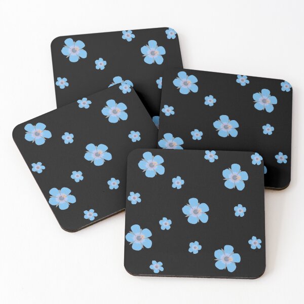 Item preview, Light Blue Flower Petals Pattern with Black Background designed and sold by AmbroseAnn.