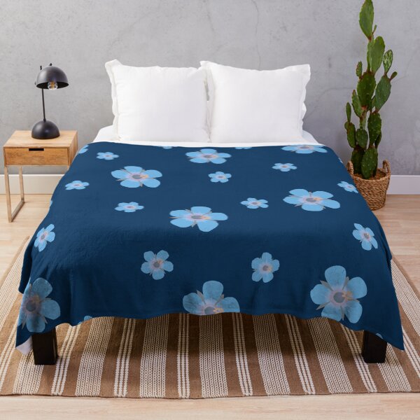Item preview, Light Blue Flower Petals Pattern Dark Blue Background designed and sold by AmbroseAnn.