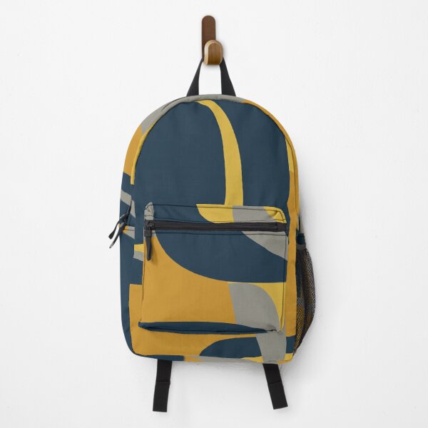 Item preview, Mid Century Modern Retro Abstract Pattern in Navy Blue, Mustard Yellow, and Gray designed and sold by kierkegaard.