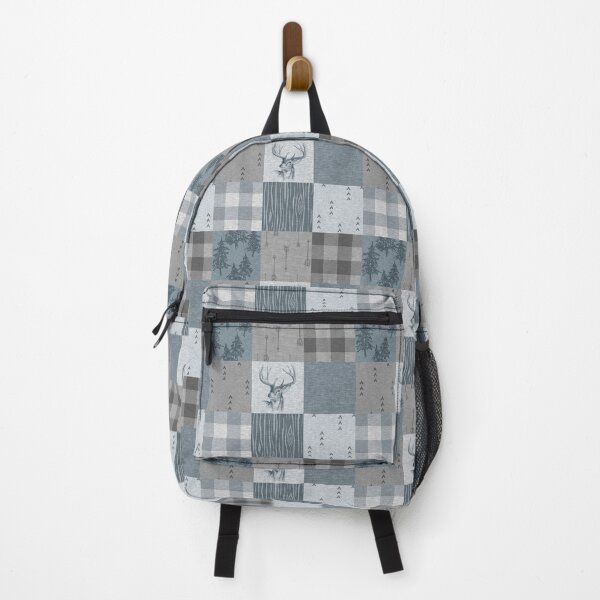 Item preview, Deer Patchwork - Rustic Blue And grey designed and sold by SugarPineDesign.