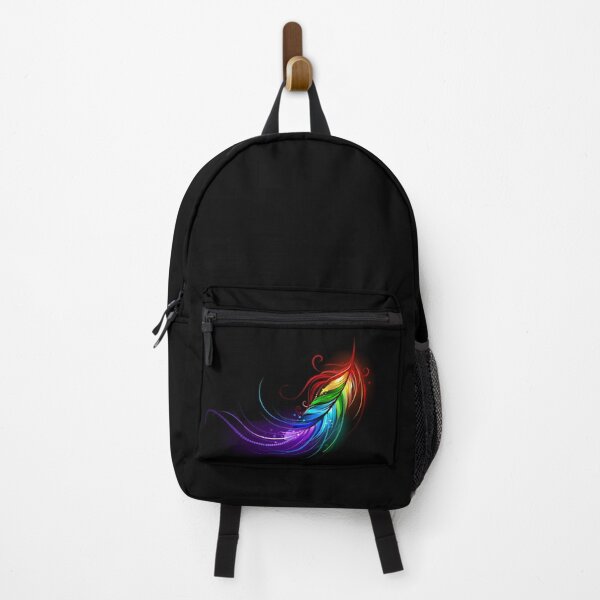 Item preview, Rainbow feather on black background designed and sold by Blackmoon9.