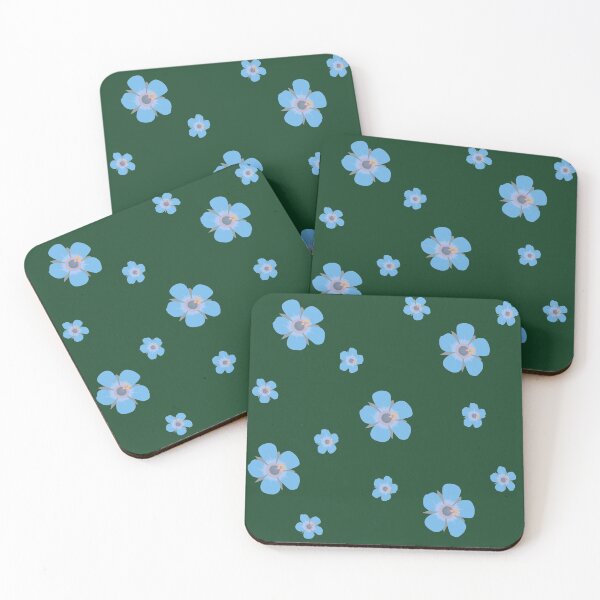 Item preview, Light Blue Flower Petals Pattern Dark Green Background designed and sold by AmbroseAnn.