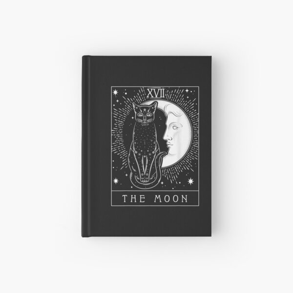 Tarot Card Crescent Moon And Cat Graphic Hardcover Journal
