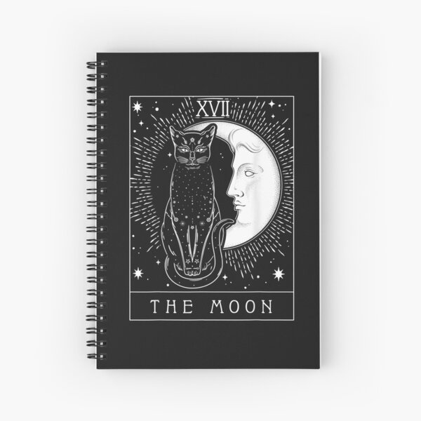 Tarot Card Crescent Moon And Cat Graphic Spiral Notebook