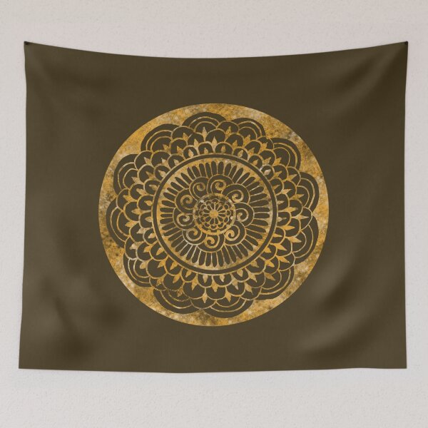 Item preview, Sunflower Sun Mandala Gold on Espresso designed and sold by ArtByDrax.