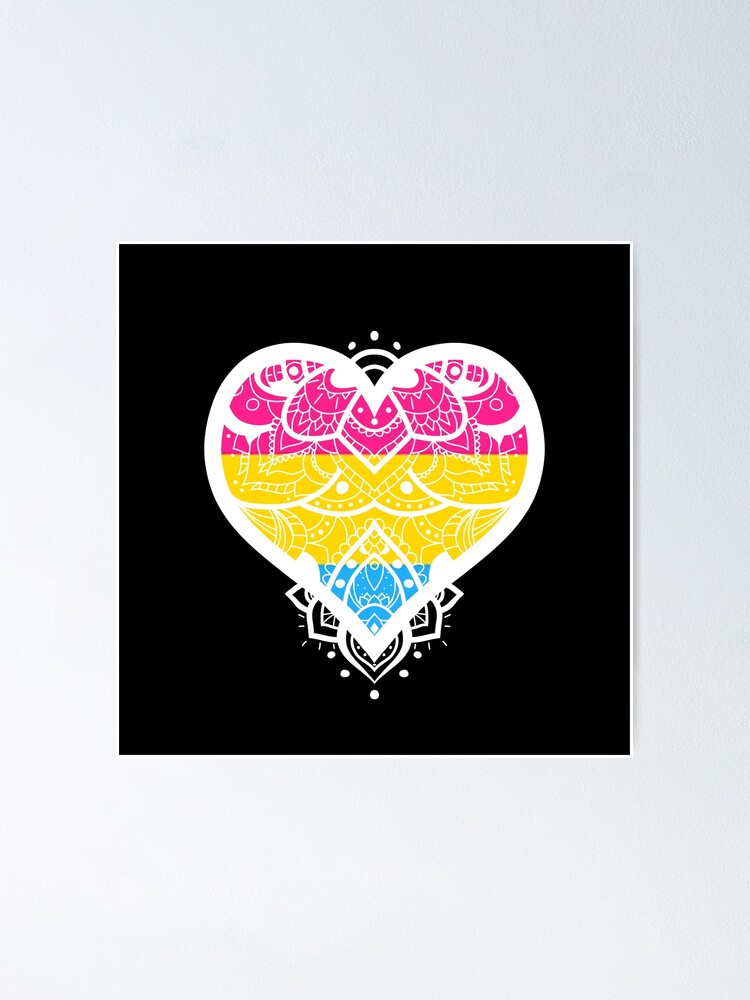 Pride Heart Mandala Pansexual Poster By Elvenarts Redbubble