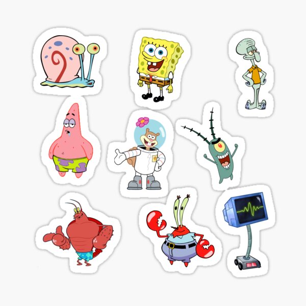 Spongebob 9 Characters Sticker Sheet Sticker For Sale By Totalbubble Redbubble 8420