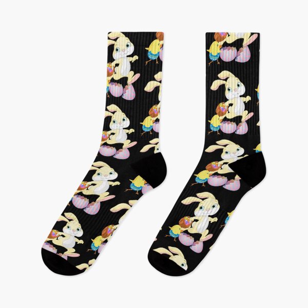 Item preview, Running Bunny and Chick with Easter Eggs designed and sold by TigsArts.