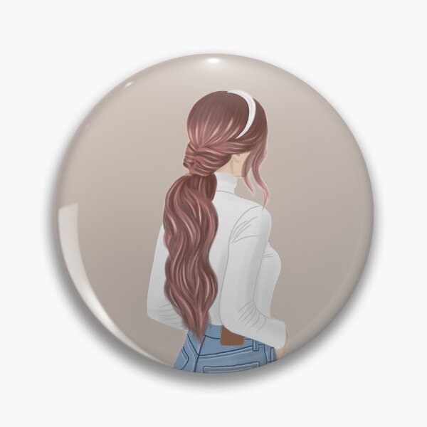 Item preview, Minimalist Girl with Pink Hair in White Turtle Neck Top Blue Denim Jeans and White Headband designed and sold by kqwdesigns.