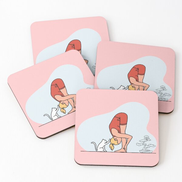 Item preview, YOGA PRACTICE WITH CAT Forwarding bend pose designed and sold by Trio's Stuff.