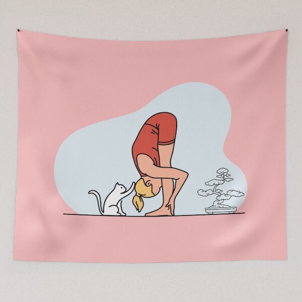 Item preview, YOGA PRACTICE WITH CAT Forwarding bend pose designed and sold by Trio's Stuff.
