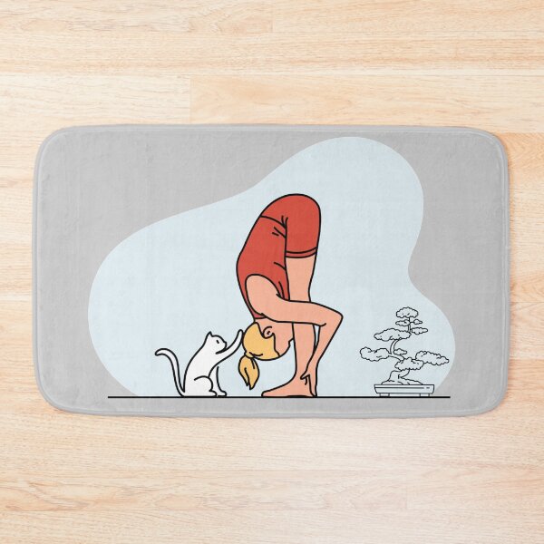 Item preview, YOGA PRACTICE WITH CAT Forwarding bend pose designed and sold by Trio's Stuff.