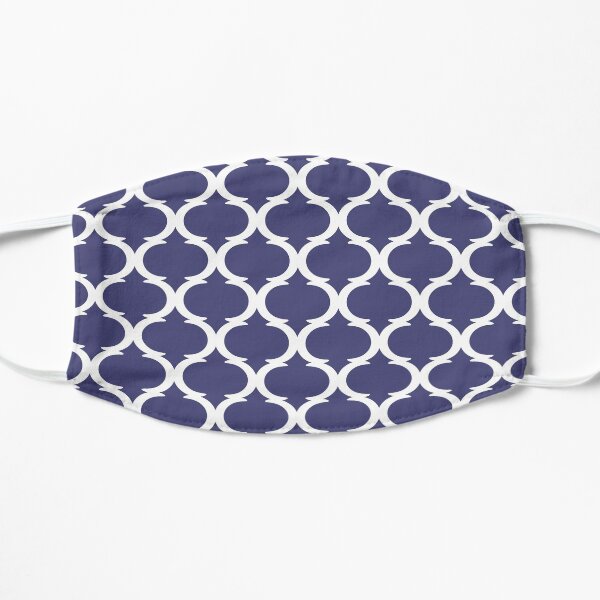 Blue and White Nautical Moroccan Quatrefoil Pattern Flat Mask