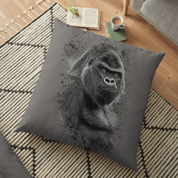 Silverback Gorilla Splatter Design Floor Pillow