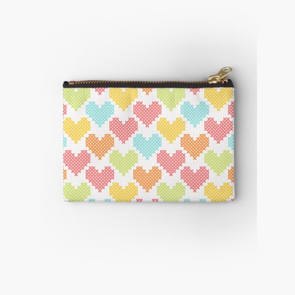 Item preview, Pastel colored cross stitch hearts on white designed and sold by natalyon.